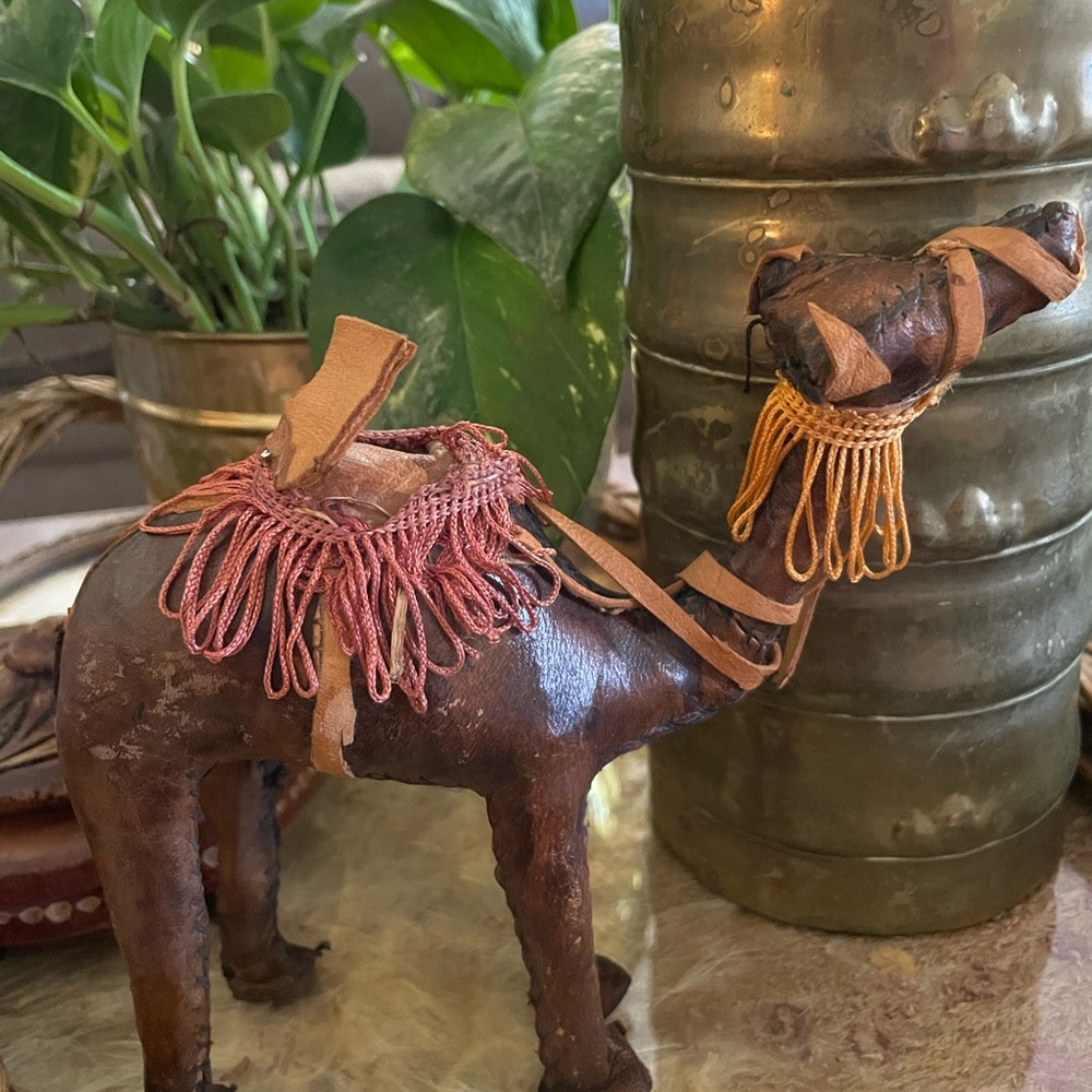 Vintage Boho Moroccan Leather Camel